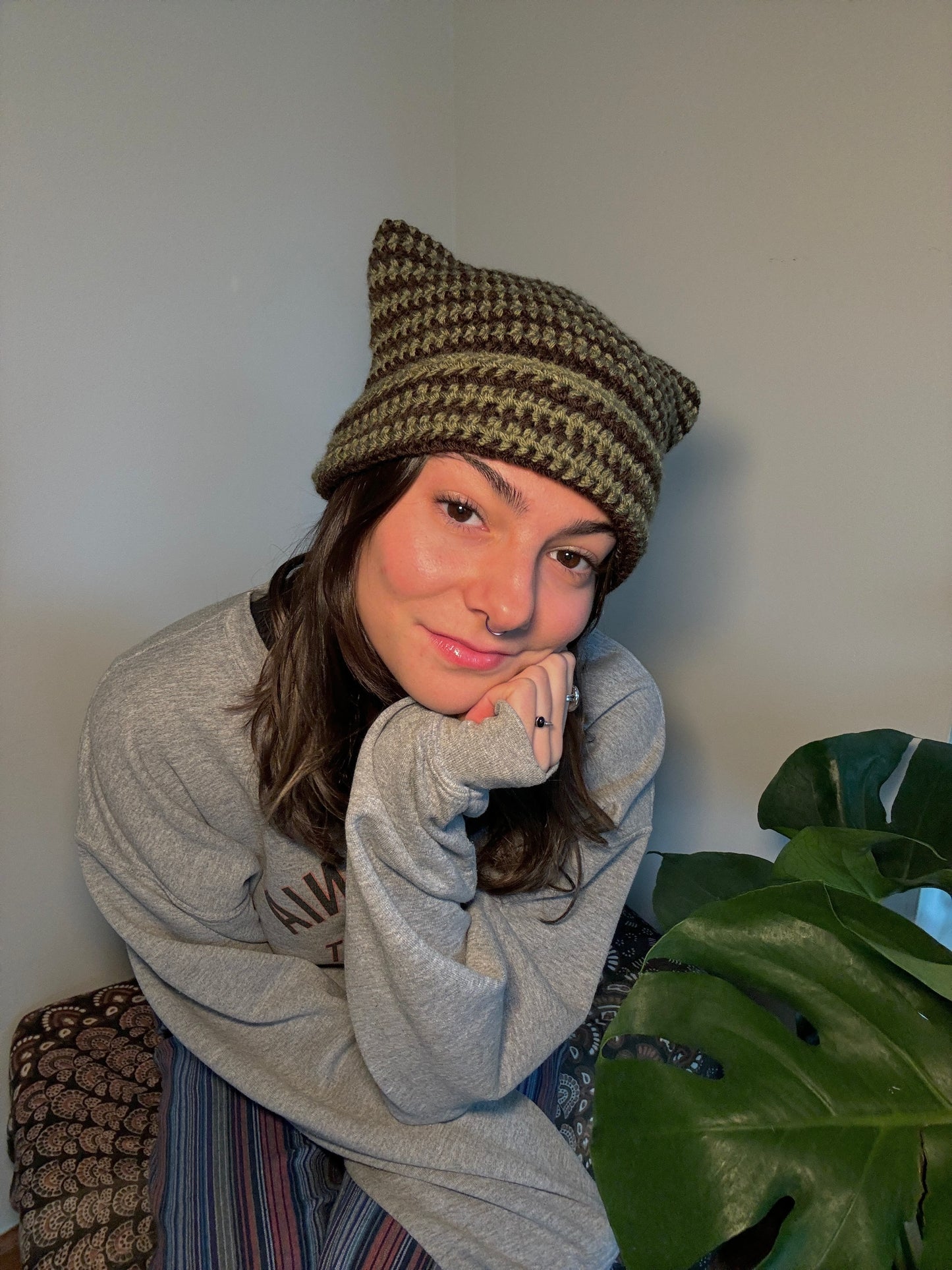 Striped Cat Ear Beanie