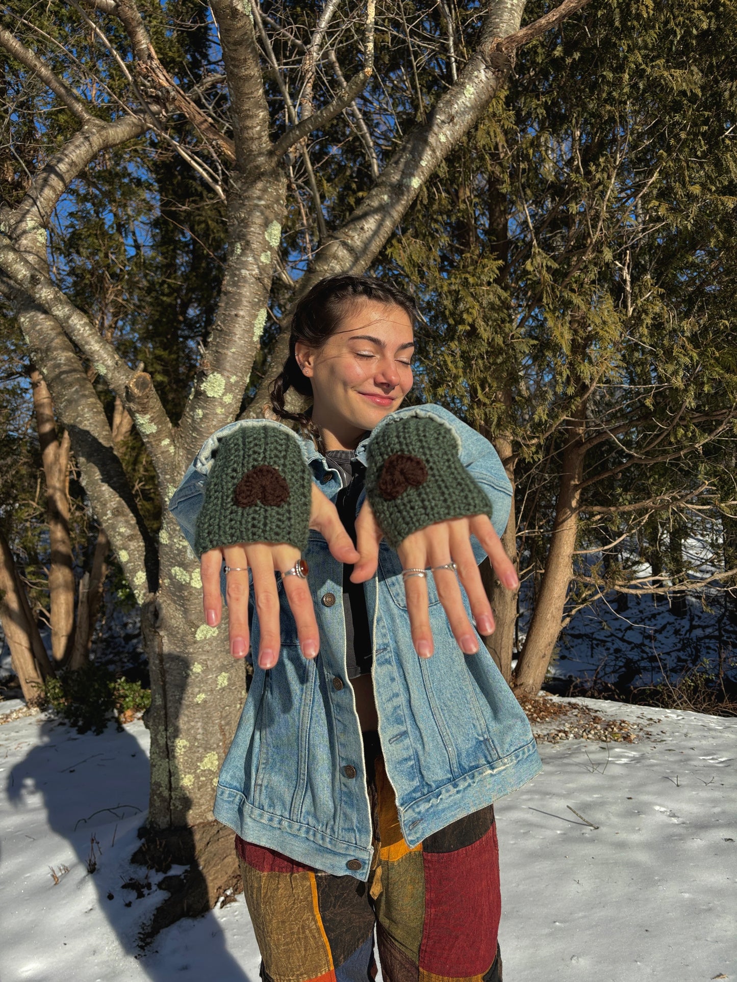 Heart Fingerless Gloves